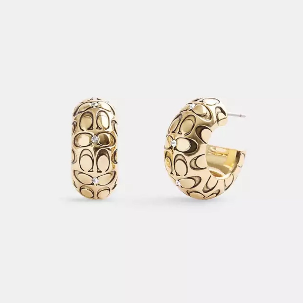 Women’s Coach Quilted Signature Chunky Hoop Earrings
